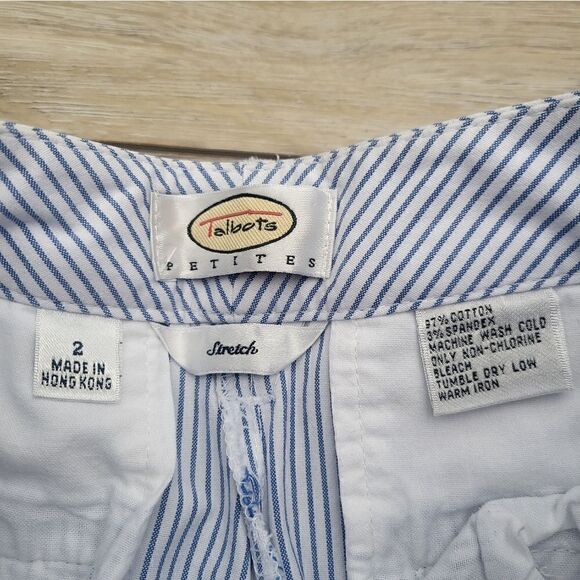 Talbots coastal colored burmuda shorts size 2 petite cotton blue white striped - Picture 6 of 11